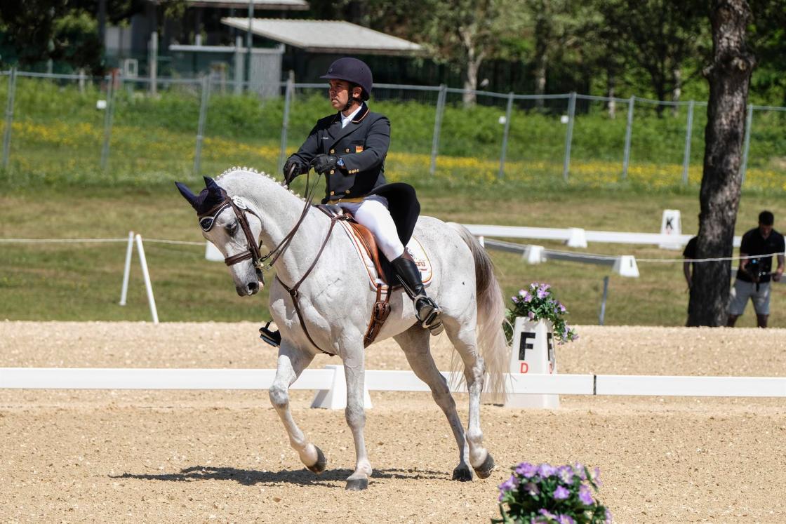 Rocca di Papa, 13/05/2022.- Spanish rider Antonio Cejudo Caro on his horse Duque HSM on Friday during the Nations Cup at Pratoni del Vivaro, in the Italian town of Rocca di Papa. EFE/ Antonello Nusca