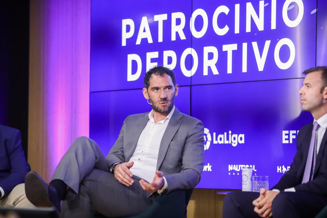 Jorge Garbajosa, presidente Federación Española Baloncesto, participa durante el conversatorio sobre "Patrocinio Deportivo" organizado por Efe Sport Business Days, hoy 21 de junio de 2022, en Madrid. EFE/David Fernández
