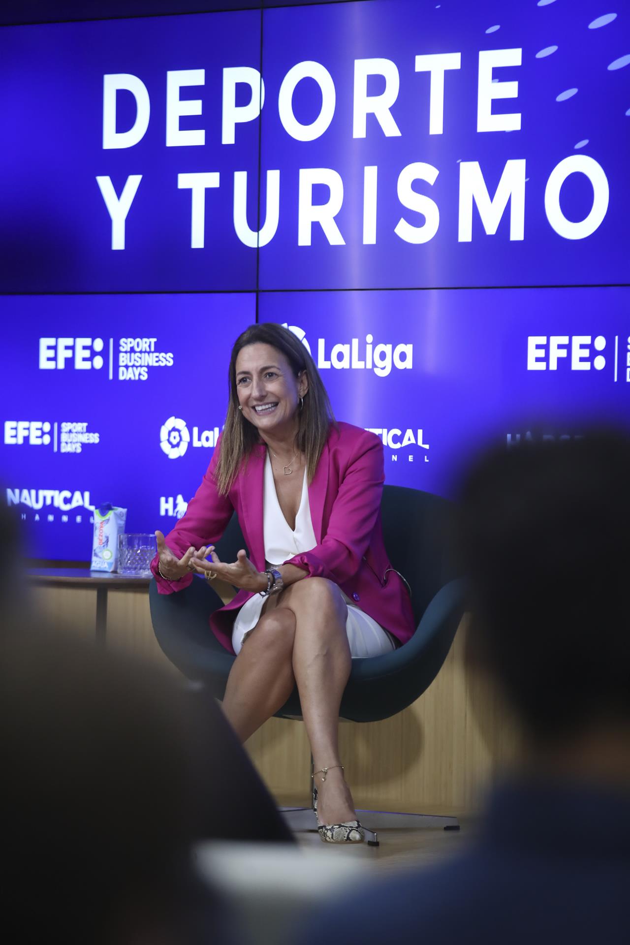 MADRID, 22/09/2022.- La directora de Turismo, Cultura y Deporte de CEOE, Inmaculada Benito, participa en el evento "Deporte y Turismo" celebrado en el marco de la VII edición de EFE Sport Business Days, que aborda la relación existente entre Deporte y Turismo, el papel de ambos como dinamizadores de la economía y la importancia de los grandes acontecimientos deportivos en la industria turística, este jueves en Madrid. EFE/ David Fernández