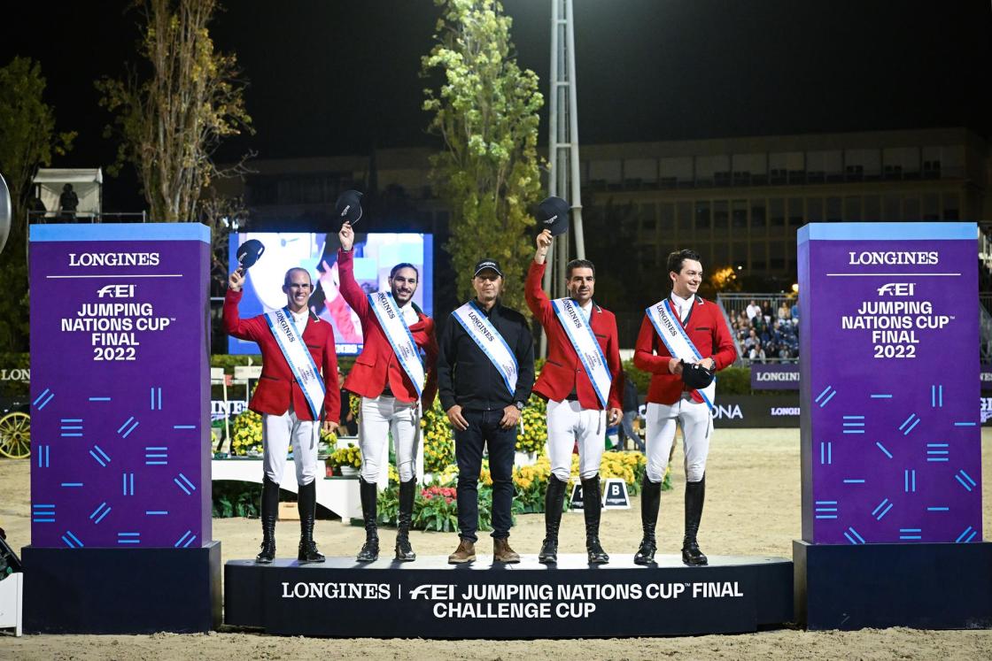 El equipo mexicano de salto a caballo se alzó este sábado con la Challenge Cup, final de consolación de la Longines FEI Jumping Nations Cup Final, que se disputa en el Real Club de Polo de Barcelona. EFE/FEI/Richard Juilliart/CRÉDITO OBLIGATORIO/SOLO USO EDITORIAL PARA LA NOTICIA QUE ACOMPAÑA