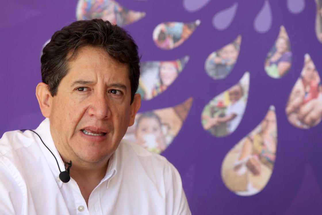 The director for Latin America at Water for People, Daniel Oporto, speaks on Wednesday during an interview with EFE in Puerto Morelos, Quintana Roo State (Mexico). EFE/Alonso Cupul