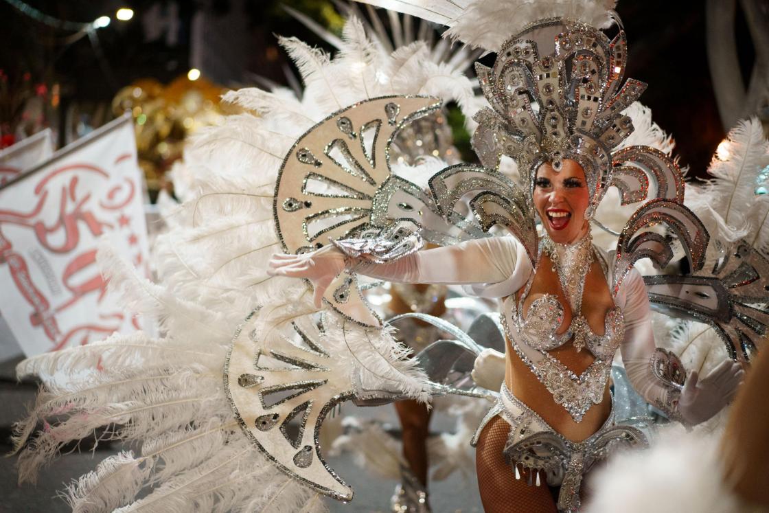 Members of the Joroperos 'comparsa' during their participation in the Rhythm and Harmony contest in the Spanish city of Santa Cruz de Tenerife at the weekend. EFE/Ramón de la Rocha. 