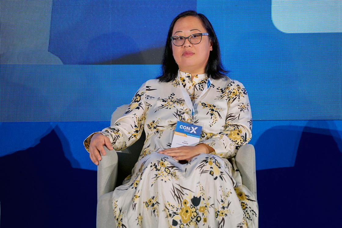 Shiyi Pickrell, Vicepresidenta Senior de Datos e Inteligencia Artificial de Expedia, durante la conferencia CON-X 23 que se celebra en Palma. EFE/ Cati Cladera