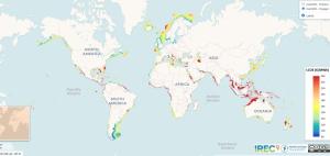 El Instituto de Investigación en Energía de Cataluña (IREC) ha diseñado una herramienta que permite trazar un mapa mundial de sistemas eólicos marinos flotantes, en el que se incluyen los costes asociados a posibles instalaciones de este tipo de energía. EFE/IREC/SOLO USO EDITORIAL