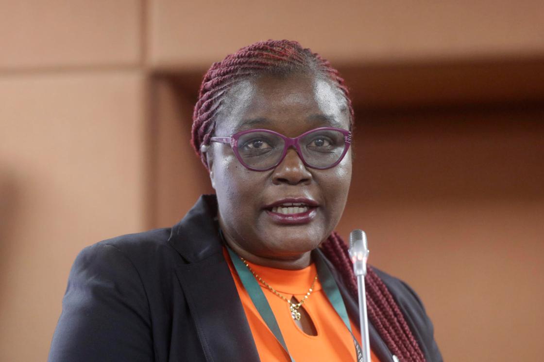 La jefa de Empoderamiento Económico de ONU Mujeres, Jemimah Njuki, fue registrada este miércoles, 6 de septiembre, durante un panel en la última jornada de la Cumbre Finanzas en Común (FiCS), en Cartagena (Colombia). EFE/Ricardo Maldonado