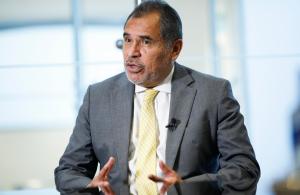 Peru's Minister of Foreign Trade and Tourism, Juan Carlos Mathews, during an interview with EFE in Madrid, to mark the participation of Peruvian companies in the 2023 Fruit Attraction trade fair in Madrid. EFE/David Fernández