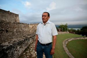 José Eduardo Angúlo Cab, Laguna Guerrero communal land commissioner, speaking on September 26, 2023, in Bacalar, Quintana Roo State, Mexico, in an interview with EFE. Local communal landholders are hopeful that the Mayan Train, Mexican President Andrés Manuel López Obrador’s emblematic project, will bring greater visibility and economic growth never seen before to Mexico's traditionally forgotten southeast, although they recognize the impact on labor and their ways of life. EFE/ José Méndez