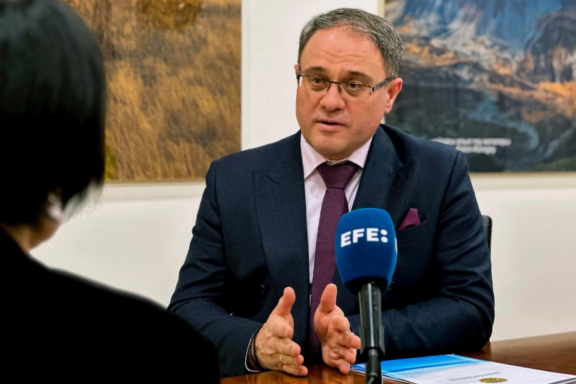 ASTANA, 28/12/2023.- Kazakhstan's Deputy Foreign Minister Roman Vassilenko during an interview with Agencia EFE on Thursday in Astana, Kazakhstan. Kazakhstan, the ninth largest country in the world, is relying on Spain's assistance to boost its tourism industry and turn it into an important source of income for the Central Asian country, which this year for the first time in its history will receive more than one million tourists. EFE/Kulpash Konyrova