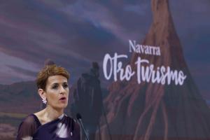 MADRID, 26/01/2024.- La presidenta de Navarra, Maria Chivite, durante la inauguración del stand de la región en FITUR en Madrid, el 26 de Enero de 2024. EFE/Sergio Pérez