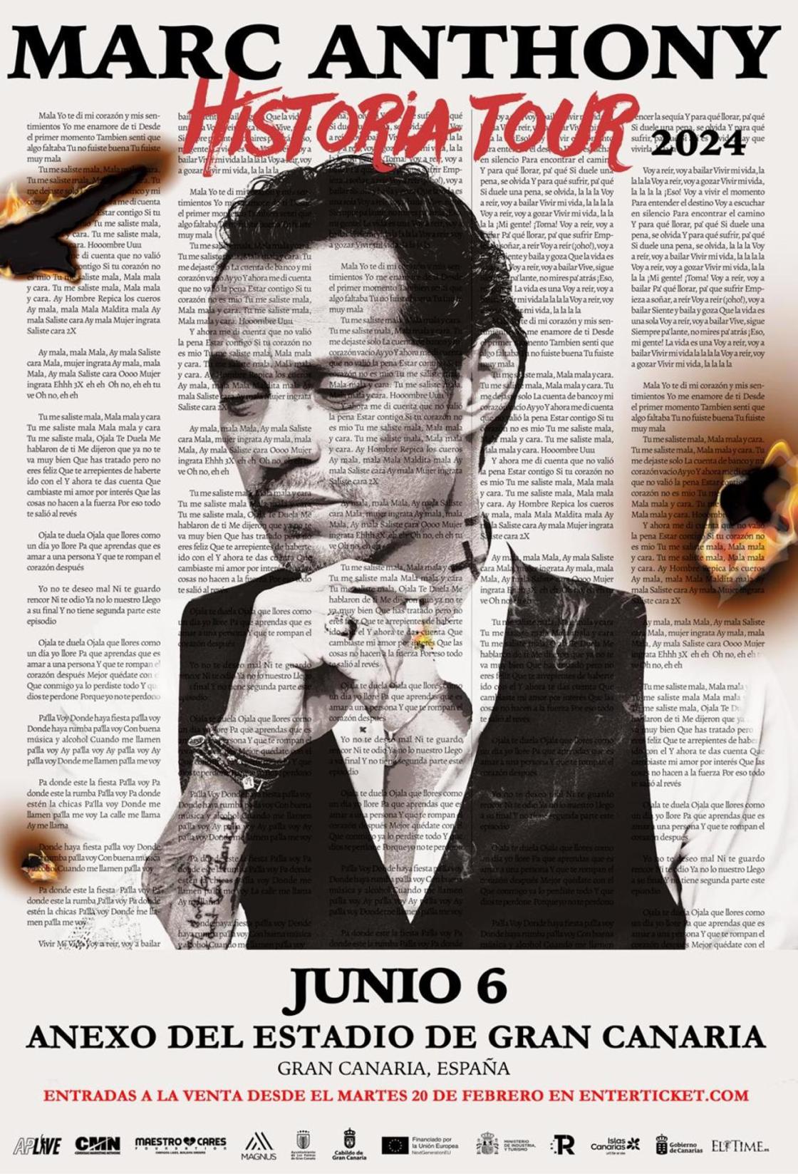 Marc Anthony abrirá su gira europea Historia Tour 2024 en Gran Canaria el 6 de junio
