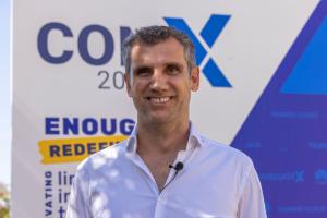 BUNYOLA, SPAIN, 22/05/2024.- Pedro Cámara, CEO of TravelgateX, during the inauguration of the Con-X conference organized by TravelgateX in Bunyola, where some 500 executives from tourism companies gather to discuss sector innovations. EFE/CATI CLADERA