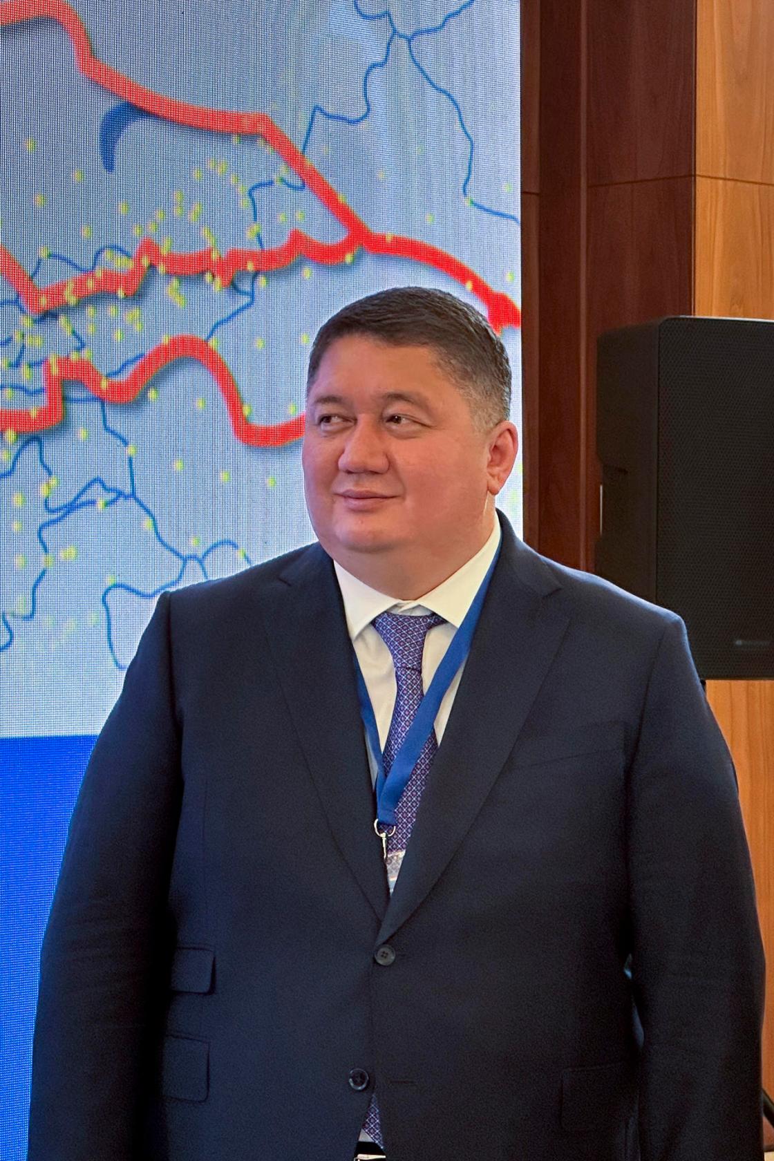Astana (Kazakhstan), 12/06/2024.- Talgat Lastayev, Deputy Minister of Transport of Kazakhstan, during the presentation of the Coordinating Platform to enhance the capacity of the Trans-Caspian Transport Corridor, an alternative route between Asia and Europe that bypasses Russia, which has been sanctioned due to the war in Ukraine, on Wednesday in Astana, Kazakhstan. EFE/ Kulpash Konyrova 