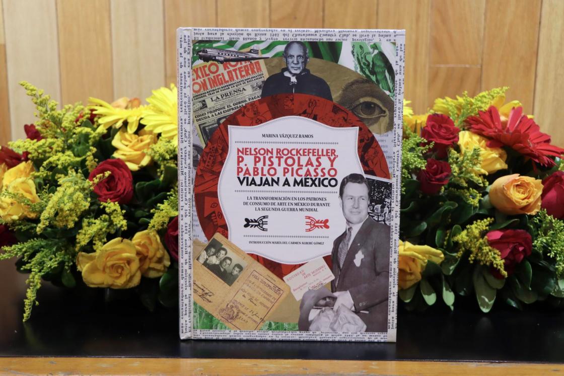 Portada del libro Nelson Rockefeller, P. Pistolas y Pablo Picasso viajan a México. La transformación en los patrones de consumo de arte en México durante la Segunda Guerra Mundial, publicado por la editorial El árbol de los pericos (https://elarboldelospericos.mx/). El Sol de México/ Adrián Vázquez /EFE/ SOLO USO EDITORIAL
PRESENTACIÓN DEL LIBRO NELSON ROCKEFELLER, P. PISTOLAS Y PABLO PICASSO VIAJAN A MEXICO, DE MARINA VÁZQUEZ RAMOS