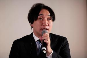 El director para Estrategia de Transformación Energética de JBIC, Yoshitaka Hidaka, habla durante el "Foro de hidrógeno limpio Japón-México". EFE/José Méndez