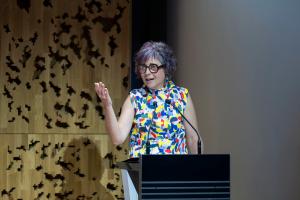 MADRID, 10/09/2024.-La consejera de Cultura de Navarra Rebeca Esnaola, durante la presentación del programa 'Encuentros de Pamplona-Iruñeko Topaketak 2024', este martes en Madrid. La bienal de cultura, arte y pensamiento se desarrollará en Pamplona entre los días 3 y 13 de octubre de 2024.- EFE/ Fernando Villar