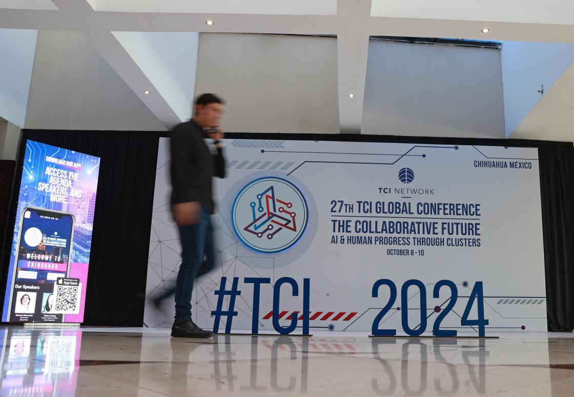 Attendees gather at the 27th edition of the Global Economic Conference in the state of Chihuahua, Mexico. EFE/Alex Cruz