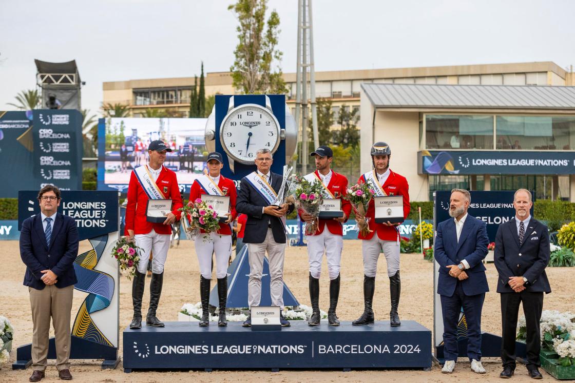 Alemania escribe su nombre en la historia de la hípica al ganar en Barcelona la primera Liga de Naciones, el nuevo formato de la competición ecuestre más antigua, organizada por la Federación Ecuestre Internacional (FEI). EFE/FEI/Leanjo de Koster/IMAGEN CEDIDA/CRÉDITO OBLIGATORIO