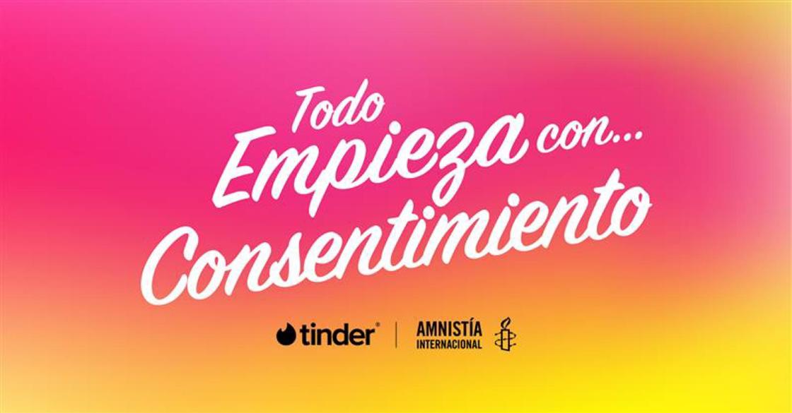 Imagen de la campaña virtual "Todo empieza con consentimiento" promovida por Tinder y Amnistía Internacional en apoyo al Día Internacional de la Eliminación de la Violencia contra la Mujer.