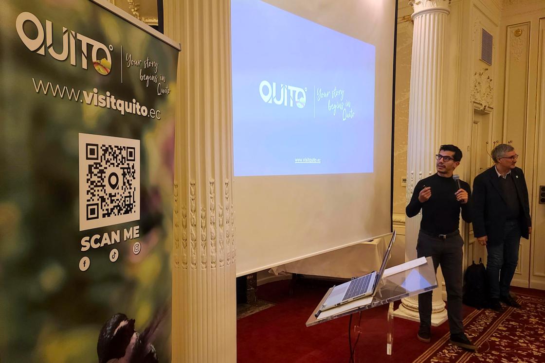 PARÍS, 15/11/2024.- Quito Turismo ha concluido hoy en París con satisfacción un año marcado por la expansión en nuevos mercados, como Suiza o Dinamarca, dentro de una estrategia de promoción centrada en el respeto por las tradiciones locales, la sostenibilidad y la diversidad de Ecuador. EFE/Edgar Sapiña