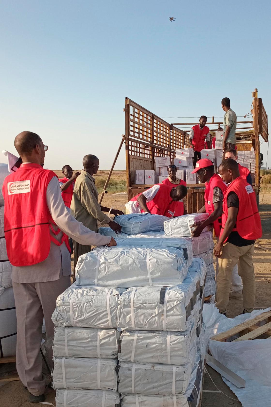 En la imagen, descarga de materiales en Port Sudan. EFE/ ¡Cruz Roja 