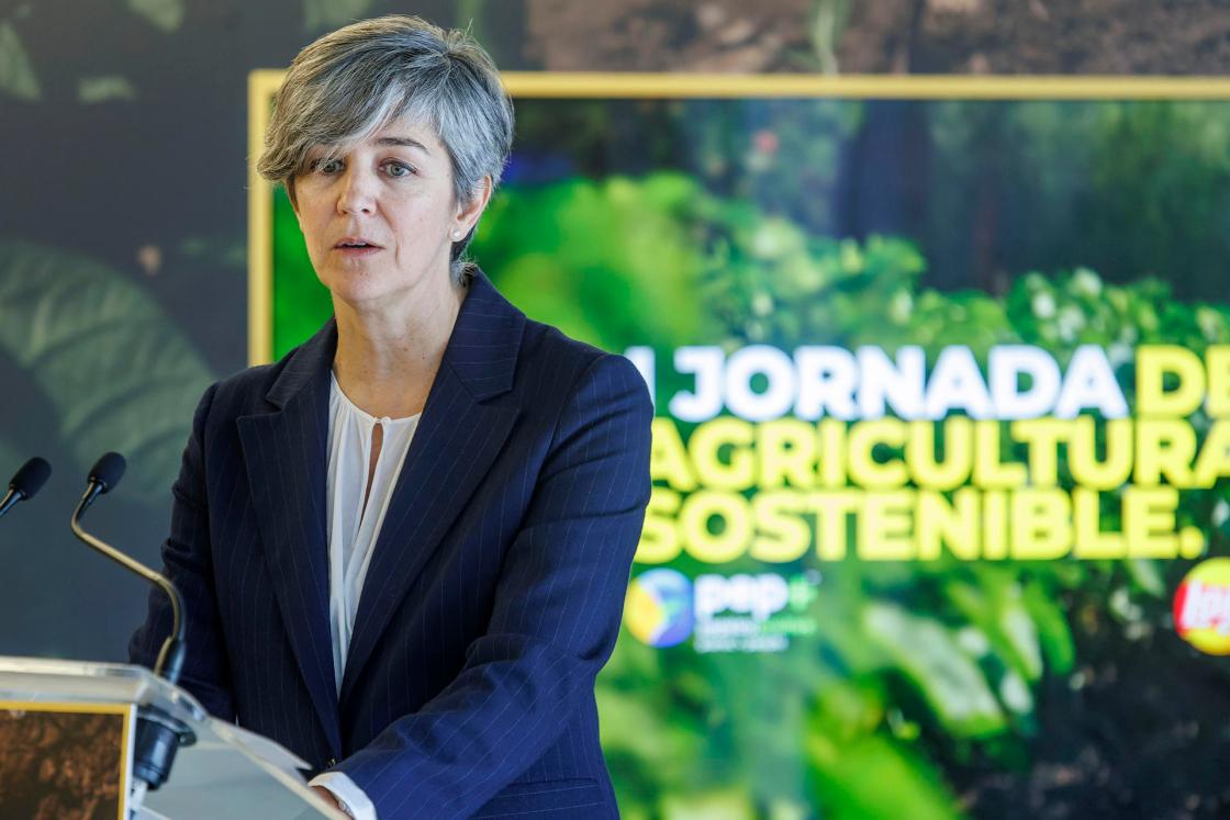 BURGOS, 03/12/2024.- La directora de Asuntos Corporativos y Sostenibilidad de Pepsico Suroeste Europa, Marta Puyuelo, en la I Jornada de Agricultura Sostenible organizada por Pepsico. EFE/Santi Otero