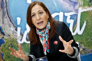 MADRID, 25/01/2025.- María Lurdes Vale, directora de Turismo de Portugal en España, durante una entrevista con Efe en el Stand de Portugal, hoy 25 de enero de 2025, durante la primera jornada abierta al público de la Feria Internacional de Turismo, Fitur, en Madrid. EFE/David Fernández