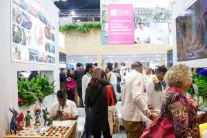 Fotografía del estand del estado de Tlaxcala durante la Feria Internacional de Turismo (Fitur) 2025 en Madrid (España). EFE/ David Fernández