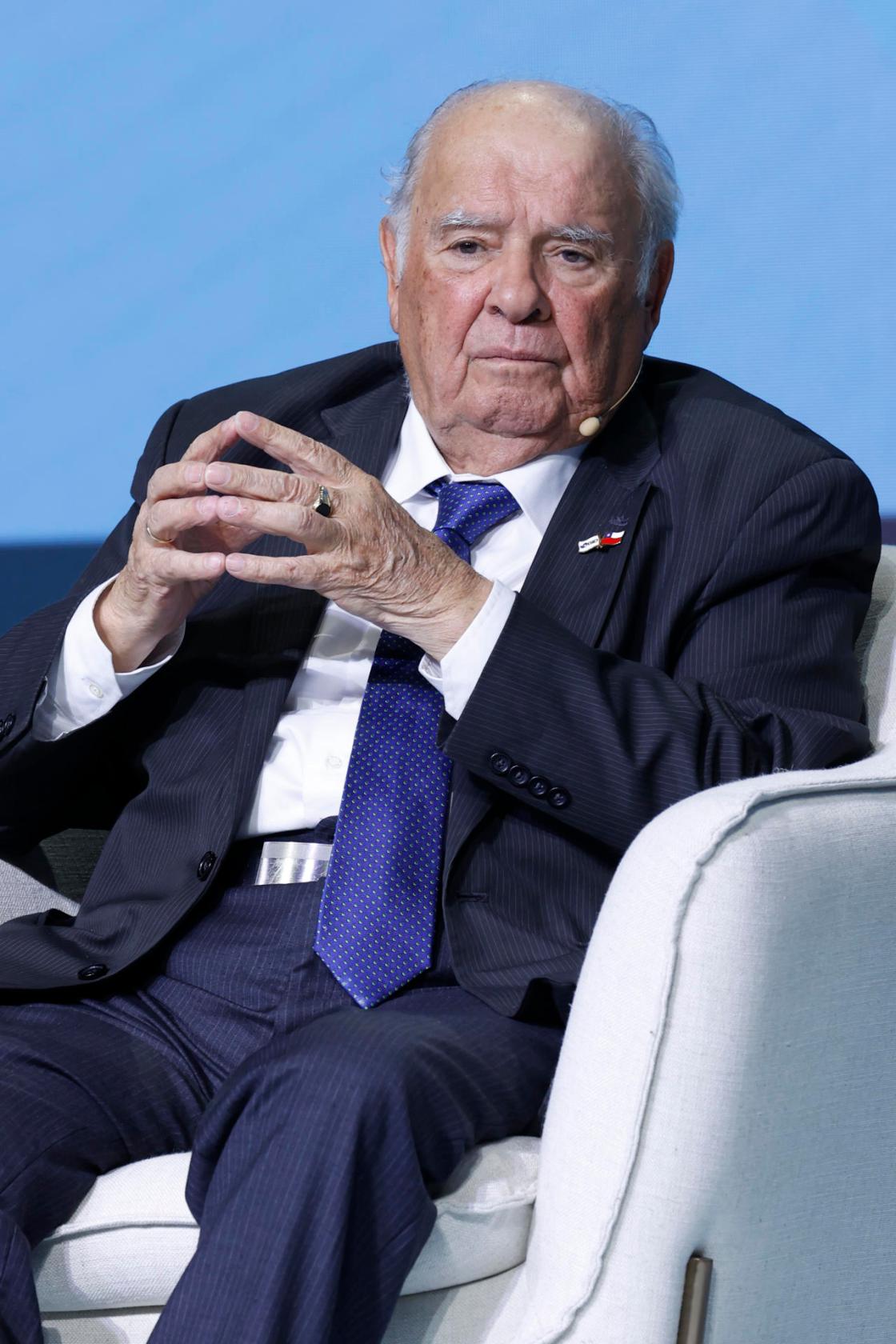 President of the ASTUR Foundation and former IDB president Enrique Iglesias takes part in the second day of the 2025 Annual Meetings of the IDB and IDB Invest Boards of Governors in Santiago, Chile. EFE/Elvis González 