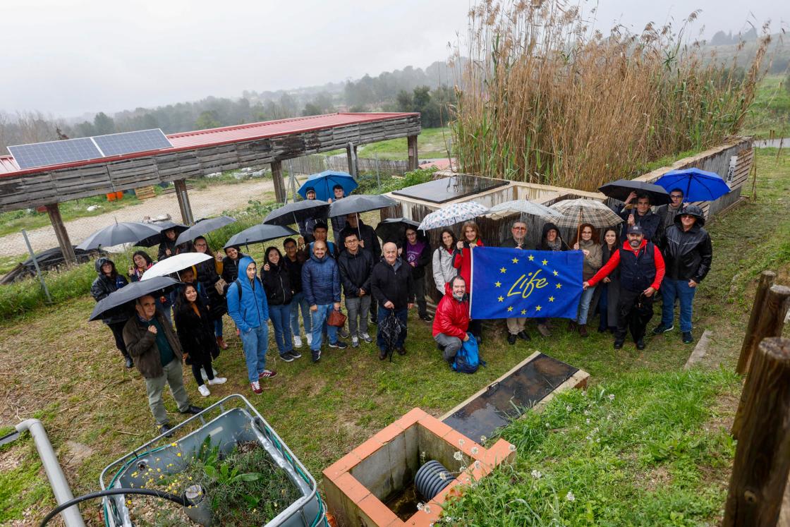 GRAFCVA6299. CARRICOLA (VALENCIA), 22/03/2025.- Vista general de los humedales artificiales rellenos con fango procedente de plantas potabilizadoras como material filtrante con los que el municipio de Carrícola (Valencia), una pequeña localidad de menos de 100 habitantes de la comarca de la Vall d’Albaida, depura sus aguas exclusivamente con procesos naturales y sin ningún consumo energético, con la tecnología que se ha desarrollado en el marco del proyecto Life Renaturwat, capitaneado por Global Omnium junto con la Universitat Politècnica de València, Emivasa, el Instituto de Ingeniería del Agua y Medio Ambiente (IIAMA), el Grupo Aguas de Portugal, EFE Verde y la fundación Global Nature, un proyecto que comenzó en 2016. EFE/Miguel Ángel Polo