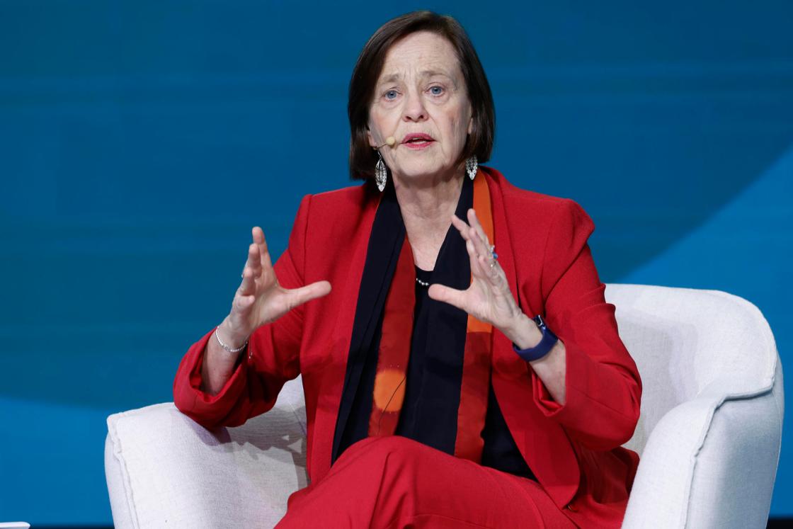 Brazil’s National Secretary for Care and Family at the Ministry of Social Development, Family, and the Fight Against Hunger, Lais Abramo, speaks during the second day of the 2025 Annual Meetings of the IDB and IDB Invest Boards of Governors in Santiago, Chile. EFE/Elvis González 