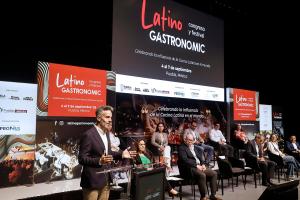 El director general del Forum Gastronomic Girona, Albert Labastida, habla durante la presentación del primer Congreso y Festival Internacional de Gastronomía Latina, 'Latino Gastronomic' en Puebla (México). EFE/ Hilda Ríos