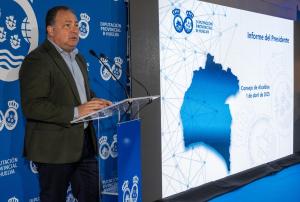 HUELVA, 01/04/2025.- El presidente de la Diputación de Huelva, David Toscano, durante la reunión del Consejo de Alcaldías de la provincia de Huelva, celebrado hoy en la finca Huerto Ramírez ubicada en El Almendro (Huelva). EFE/Julián Pérez