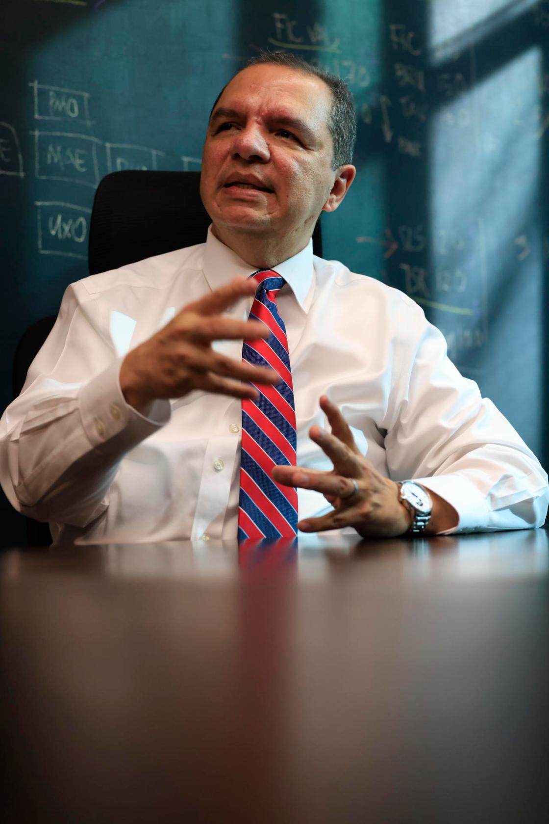 Photograph of Ramiro Bolaños, president of the think tank Factorial Libertatis, speaking during an interview with EFE in Guatemala City (Guatemala). EFE/ Danilo Ramirez