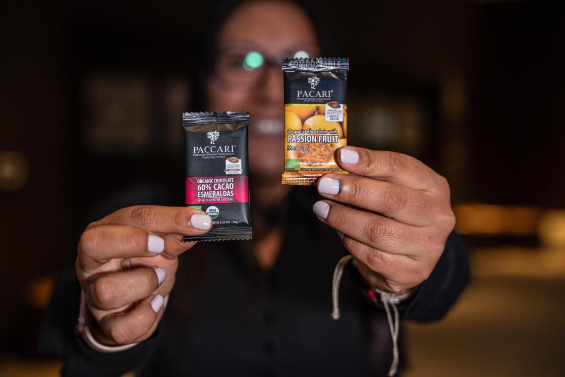 Fotografía de productos de chocolate en un evento en Lima (Perú). EFE/ John Reyes Mejia