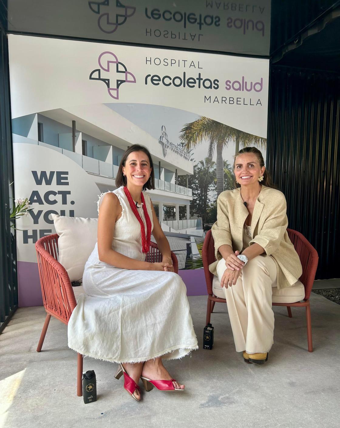 MARBELLA (MÁLAGA), 14/06/2025.- Atender a las personas cuando lo necesitan y favorecer que vivan más, mejor y más felices es uno de los objetivos prioritarios del Grupo Recoletas Salud, una entidad con más de 35 años de experiencia en el sector sanitario, que acaba de incorporarse como 'health partner' al universo del festival Starlite Occidente. En la imagen, la directora gerente del Grupo Recoletas Salud, Carmen Rodríguez (i), y la cofundadora y presidenta del Grupo Starlite, Sandra García-Sanjuán (d). EFE/Esther Gómez 