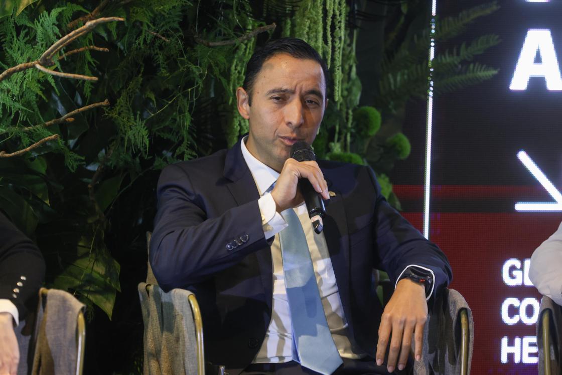 Juan Aldana, corporate investment manager at Castillo Hermanos, at the launch of the Volcano Innovation Summit on Wednesday in Guatemala City. EFE/Mariano Macz.