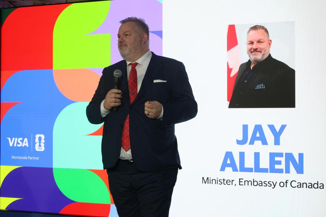 Jay Allen, chargé d'affaires at the Canadian Embassy in the United States, speaks during an event on Wednesday in Washington, United States. EFE/Octavio Guzman 