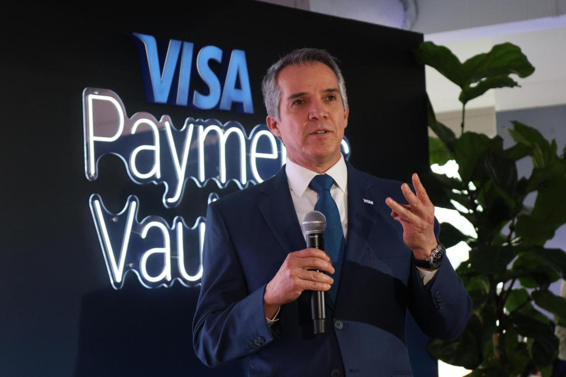 Eduardo Coello, Visa’s president for Latin America and the Caribbean, speaks during an event on Wednesday in Washington, United States. EFE/Octavio Guzman