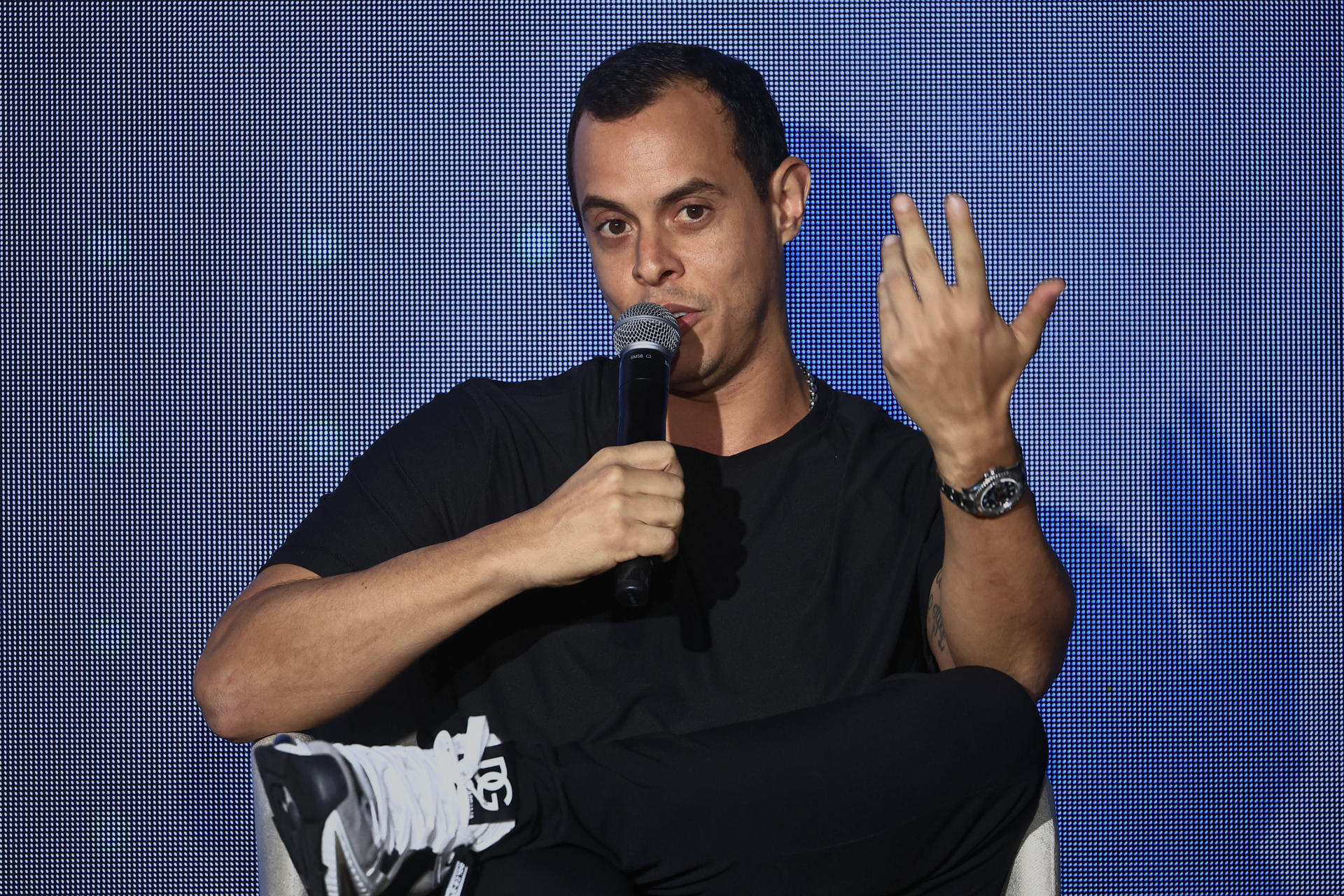 Producer Alejandro Pabón speaks at the forum Puerto Rico as a global driver in music and entertainment, organized by GFR Media and Agencia EFE on Tuesday in San Juan, Puerto Rico. EFE/Thais Llorca