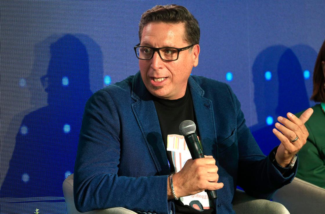 Photo taken Sept. 26, 2025, showing ASM Global executive Jorge Pérez during the forum Puerto Rico as a global driver of music and entertainment, organized by GFR Media and Agencia EFE, at the José Miguel Agrelot Coliseum in San Juan, Puerto Rico. EFE/Thais Llorca