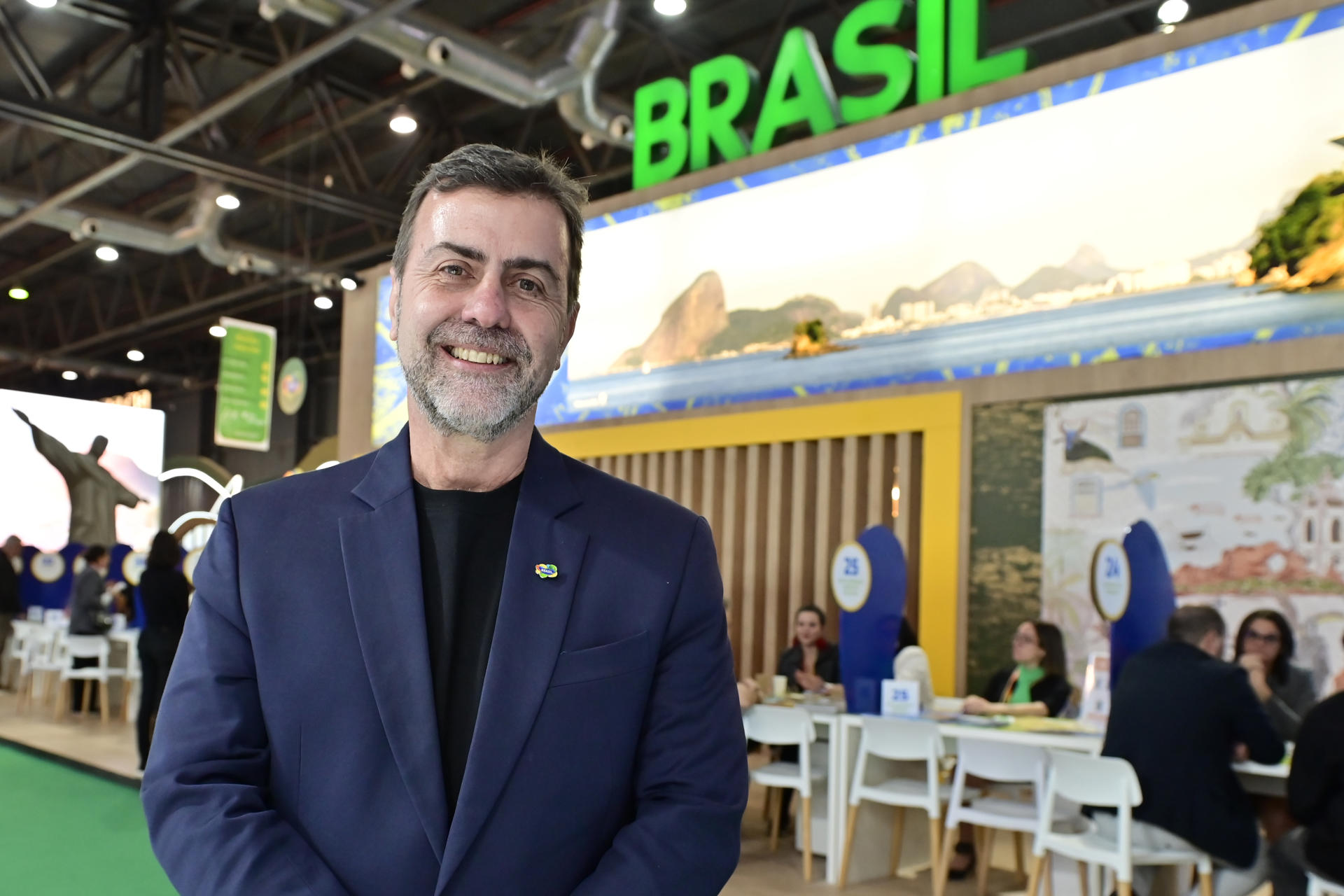 Marcelo Freixo, president of Embratur (Brazil), poses during an interview with EFE at the International Tourism Fair (FIT) in Buenos Aires, Argentina, Sept. 30, 2025. EFE/Matías Campaya