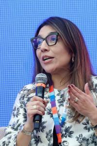 La presidenta de la Asociación Mexicana para el Estudio y Tratamiento de la Esclerosis Múltiple, Verónica Rivas Alonso. EFE/ Sashenka Gutiérrez