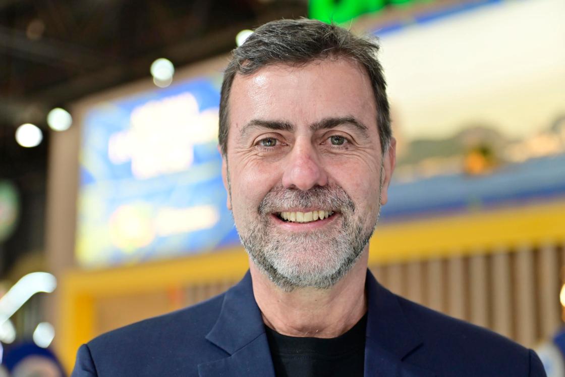 Marcelo Freixo, president of Embratur (Brazil), poses during an interview with EFE at the International Tourism Fair (FIT) in Buenos Aires, Argentina, Sept. 30, 2025. EFE/Matías Campaya 