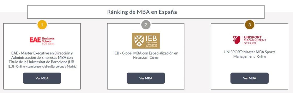 Pie de foto: Ranking de MBA en EspañaAutor: Portal MBA