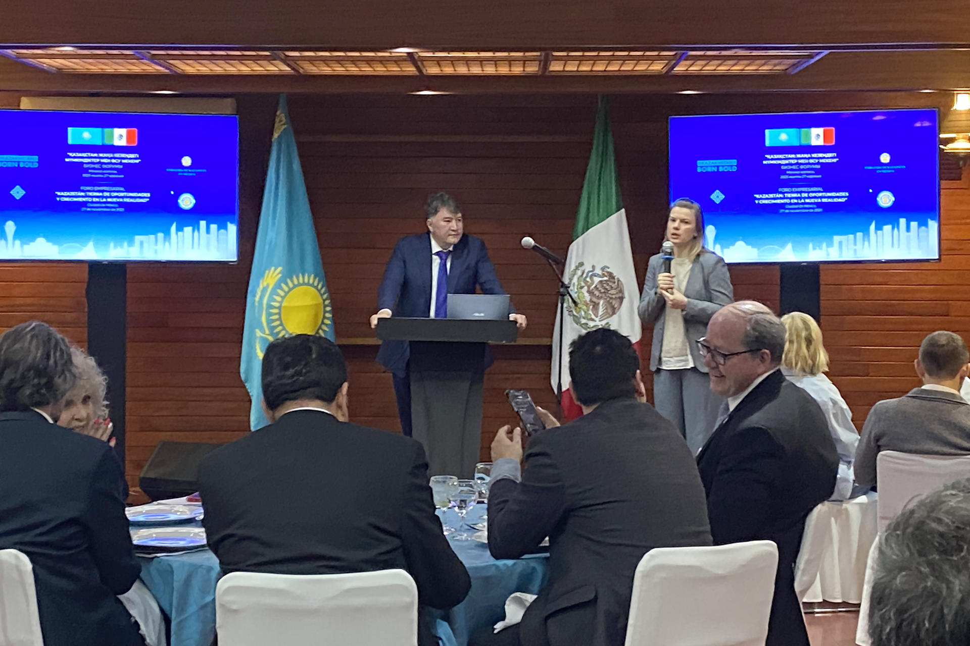 Photograph provided by the Kazakh Embassy in Mexico showing Yerlan Kubashev (center), counselor at the Kazakh Embassy in Mexico, participating in the Kazakh-Mexican Business Forum in Mexico City (Mexico). EFE/Kazakh Embassy in Mexico