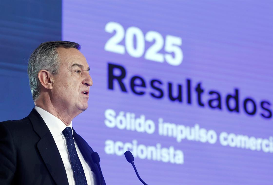GRAFCAT7966. SANT CUGAT DEL VALLÈS (BARCELONA) (ESPAÑA), 06/02/2026.- El consejero delegado del Banco Sabadell, César González-Bueno, durante la rueda de prensa ofrecida este viernes para presentar los resultados de 2025 desde donde ha señalado que su intención era que su salida del banco se produjera por "sorpresa". EFE/ Andreu Dalmau