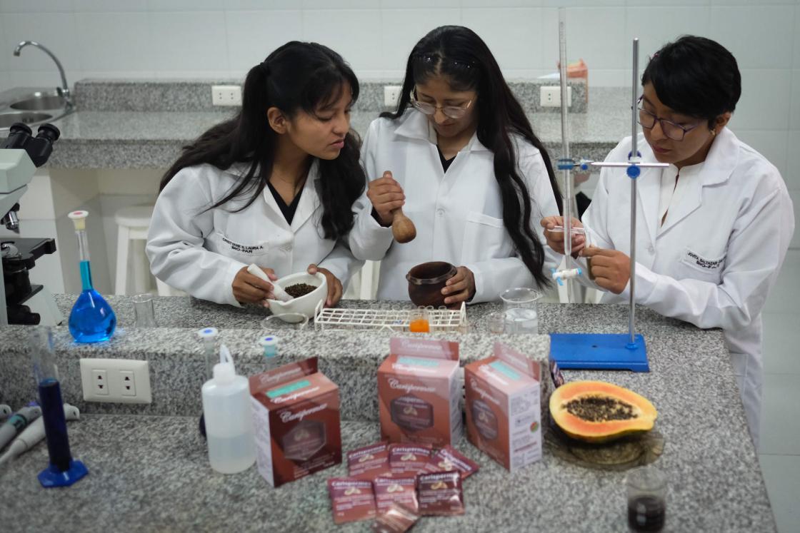 Un grupo de estudiantes de la Universidad Privada Franz Tamayo (Unifranz) desarrolló un anticonceptivo masculino reversible a partir de semillas de papaya, en una propuesta que busca contribuir a que la responsabilidad de la planificación familiar no recaiga únicamente sobre las mujeres. EFE/ Luis Gandarillas