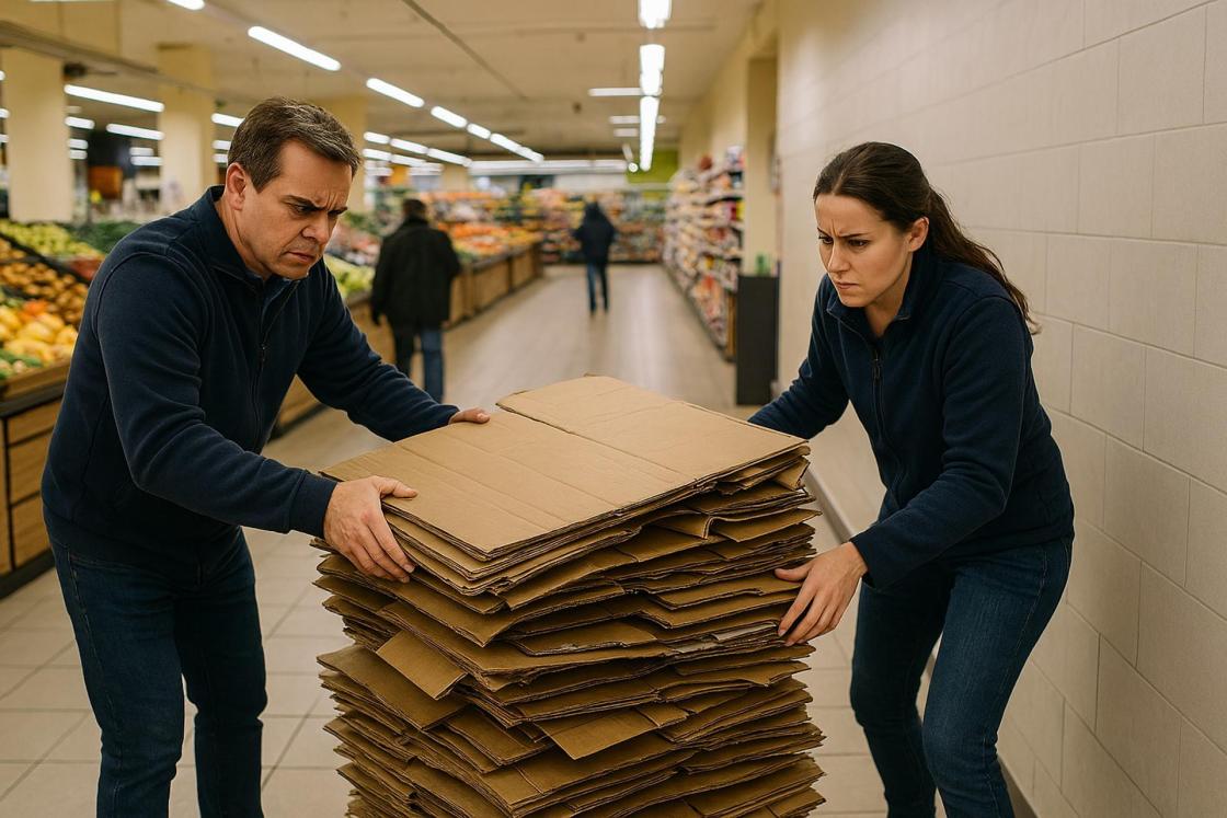 Pie de foto: Supermercado reciclaje cartónAutor: Reciclajes Logísticos