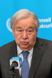 Fotografía cedida por la ONU que muestra al secretario general de la Organización de las Naciones Unidas, António Guterres, hablando en una rueda de prensa eL jueves 30 de abril, en Nueva York (EE.UU.). EFE/ Mark Garten/ ONU /SOLO USO EDITORIAL/ NO VENTAS/ SOLO DISPONIBLE PARA ILUSTRAR LA NOTICIA QUE ACOMPAÑA (CRÉDITO OBLIGATORIO)