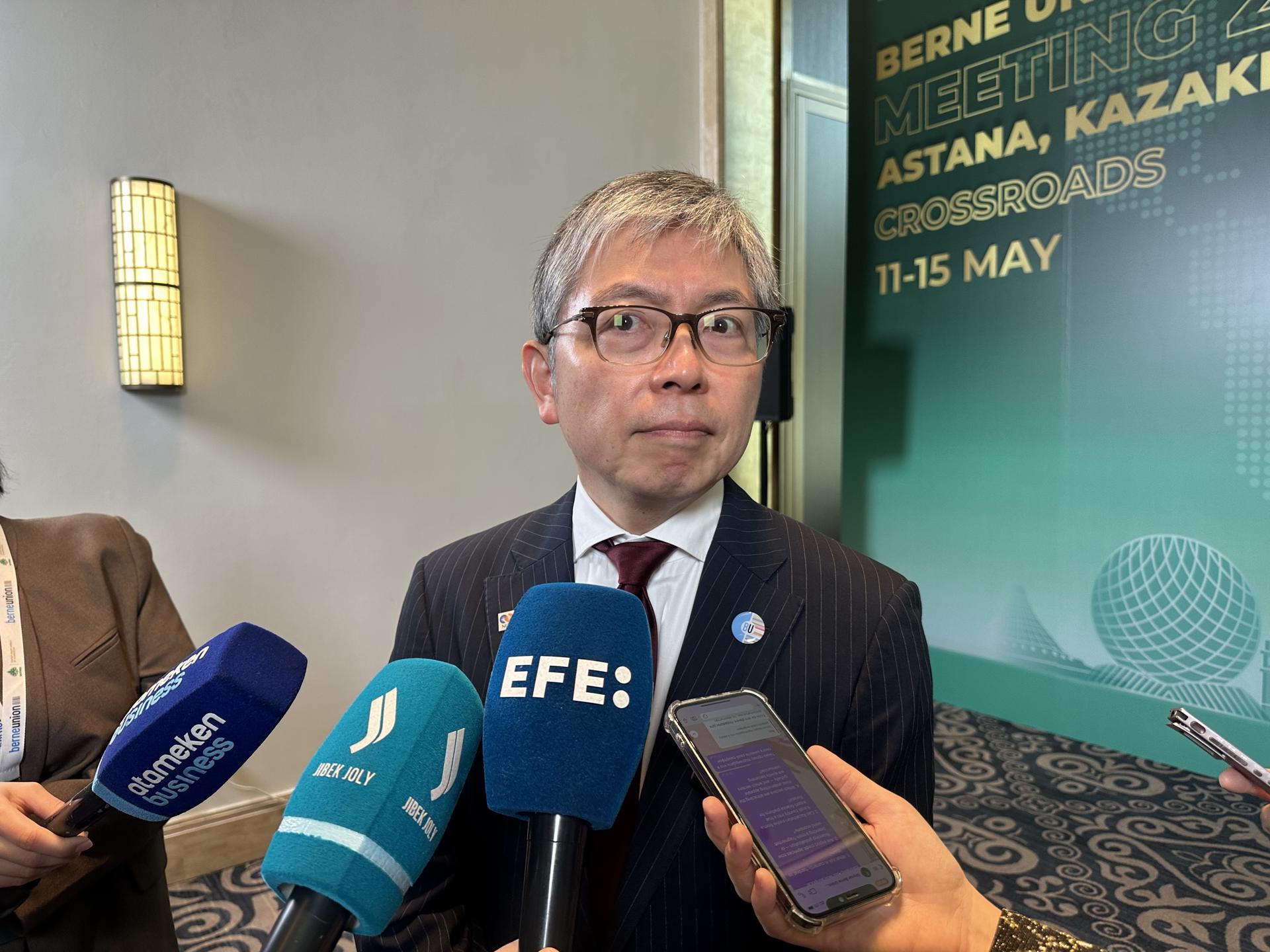 Foto of Berne Union President Yuichiro Akita after a forum held in Kazakhstan attended by 200 delegates from insurance companies representing up to 70 countries. The number of insurance claims worldwide rose 17% year-on-year, reaching record levels amid growing global instability caused by recent military conflicts, according to the international insurers’ association Berne Union. EFE/Kulpash Konyrova